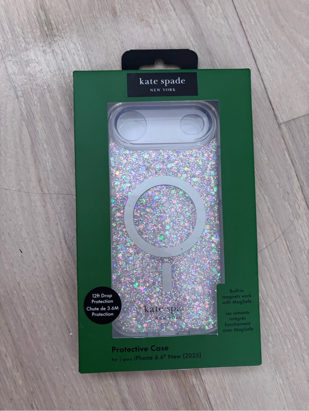 iPhone Air 17 kate spade Iridescent Glitter MagSafe  Case - Silver Glitter - NWT